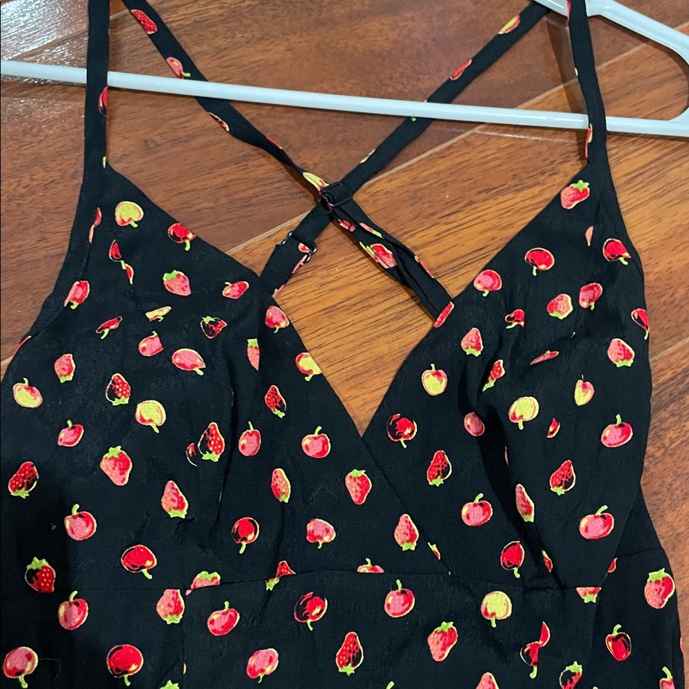 Urban Outfitters Kimchi Blue Black Strawberry Print Slip Dress Size Small NWT! - Picture 2 of 9